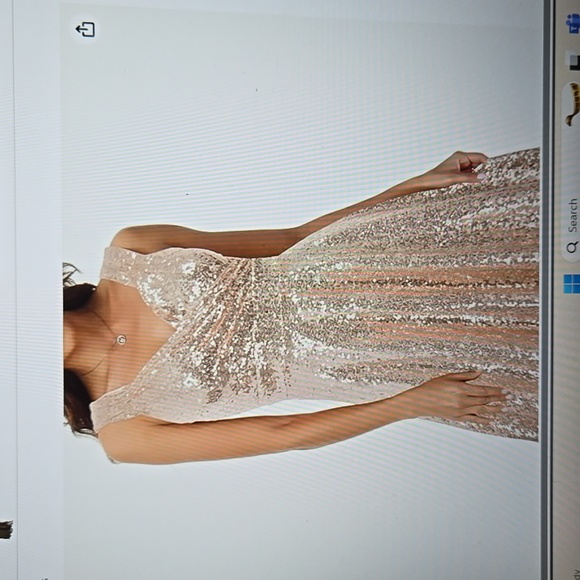 Grace Karin Rose Gold Sequin Dress Sleeveless Vneck sparkly glitter Small NEW - Picture 6 of 13